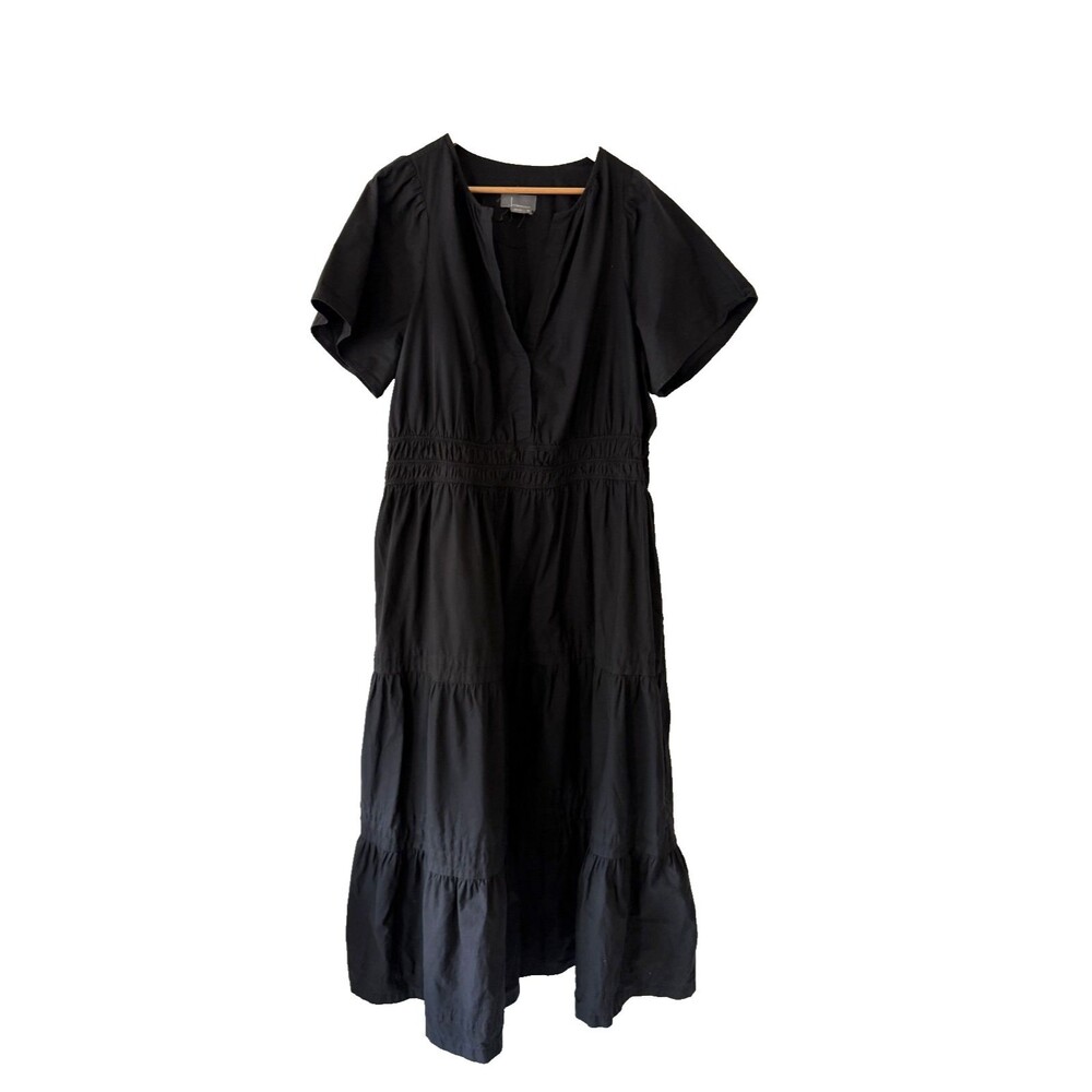 Anthropologie Somerset Maxi Dress Women's Size 2X Black Tiered Boho